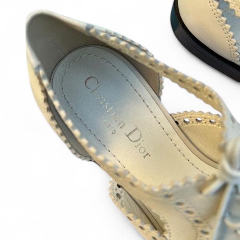 DIOR Teddy-D Derby Off White Cut-Out Accent Calf-Skin Oxfords Size EU37 D - Picture 6 of 12